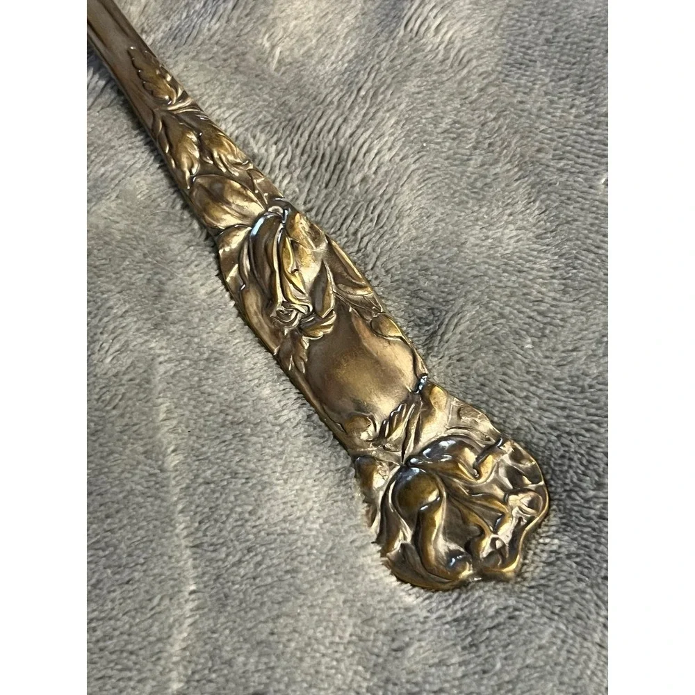 Vintage‎ Italy Silverplate Art Nouveau Floral Serving Spoon 9.5